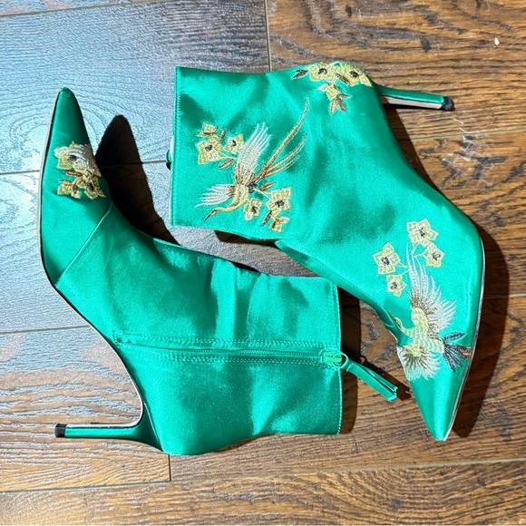 Zara Emerald Satin Green boots size 40/8.5 - Picture 5 of 10